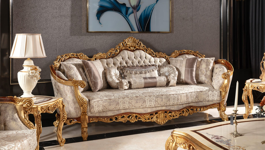 Martinik Gold Varaklı Classic Living Room - 8