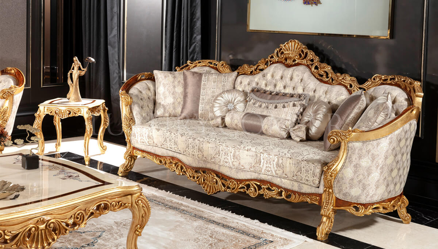 Martinik Gold Varaklı Classic Living Room - 9