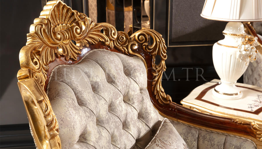 Martinik Gold Varaklı Classic Living Room - 10