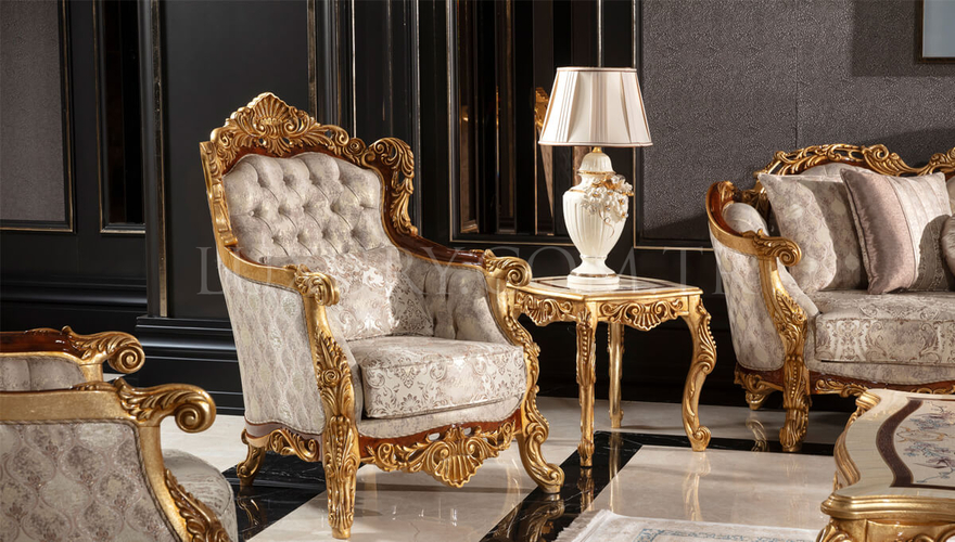 Martinik Gold Varaklı Classic Living Room - 6