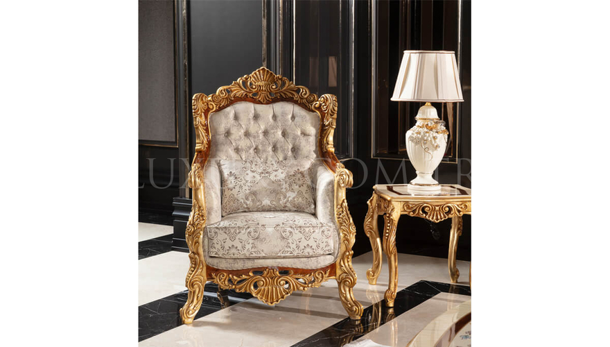 Martinik Gold Varaklı Classic Living Room - 13