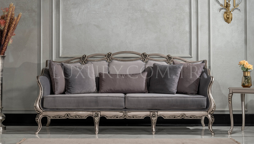 Maslak Classic Gray Sofa Set - 4