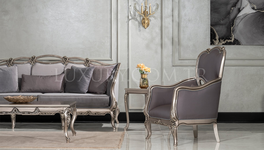 Maslak Classic Gray Sofa Set - 3