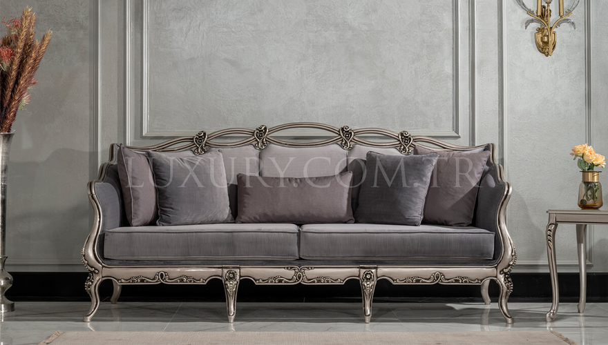 Maslak Classic Gray Sofa Set - 4