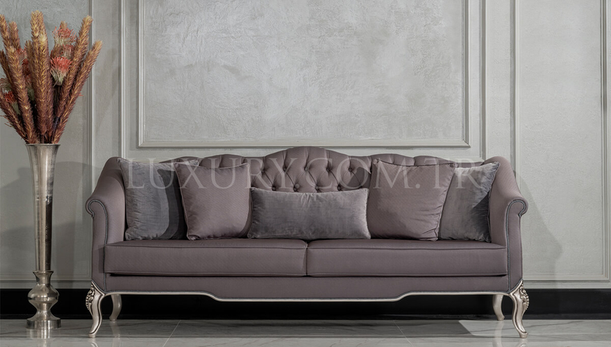 Maslak Classic Gray Sofa Set - 6