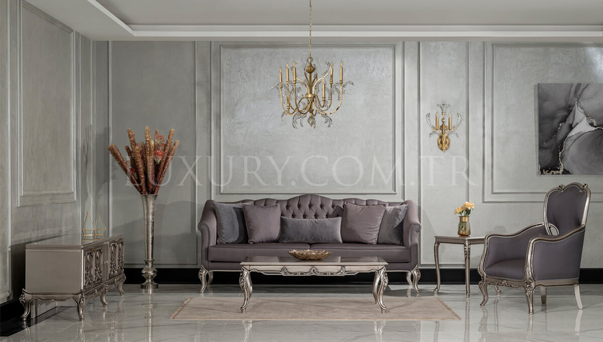 Maslak Classic Gray Sofa Set - 1