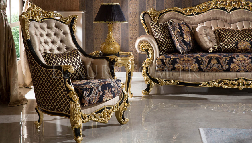 Mecidiye Classic Black Living Room - 5