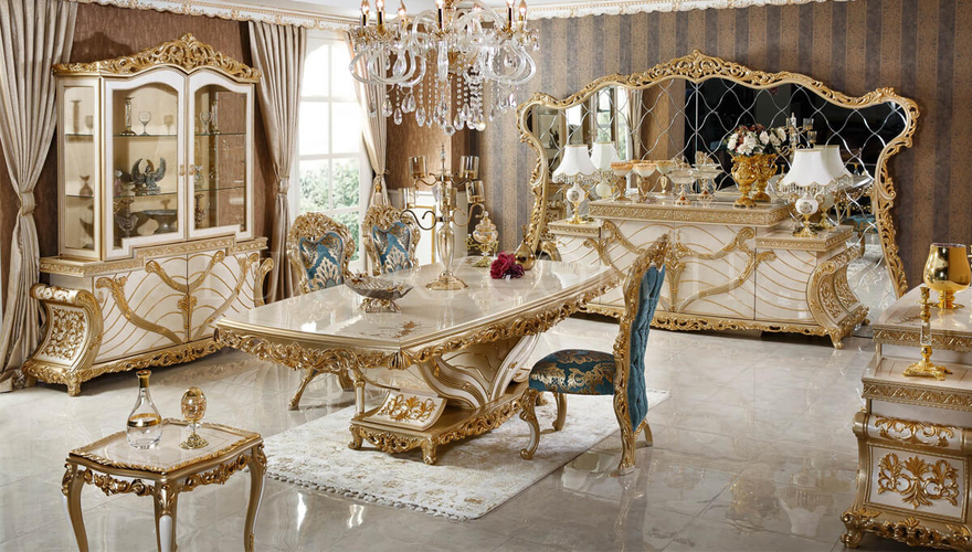 Mecidiye Classic Gold Leaf Dining Room - 1