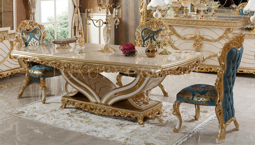 Mecidiye Classic Gold Leaf Dining Room - 7