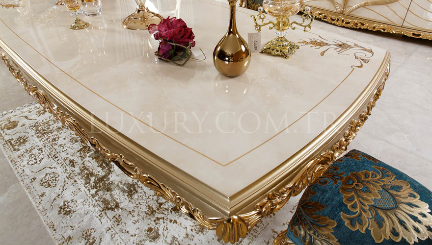 Mecidiye Classic Gold Leaf Dining Room - 8