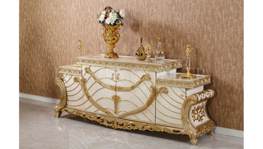 Mecidiye Classic Gold Leaf Dining Room - 9