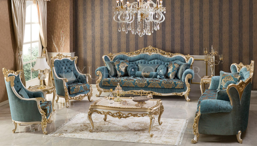 Mecidiye Classic Gold Leaf Living Room - 1