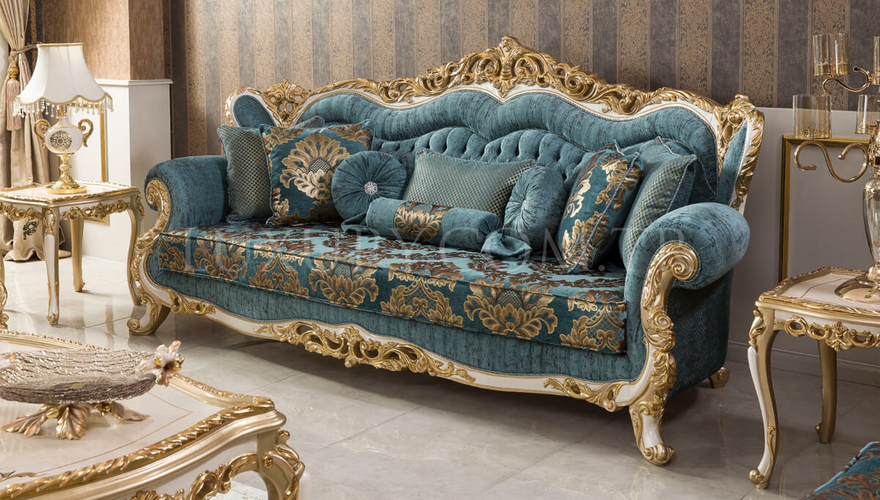 Mecidiye Classic Gold Leaf Living Room - 3