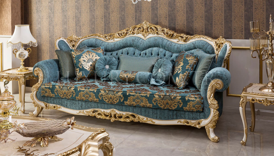 Mecidiye Classic Gold Leaf Living Room - 6