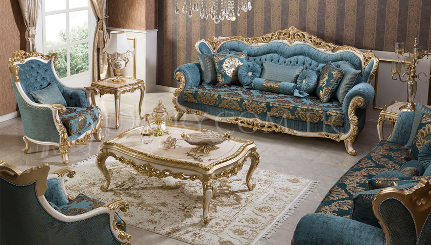 Mecidiye Classic Gold Leaf Living Room - 2