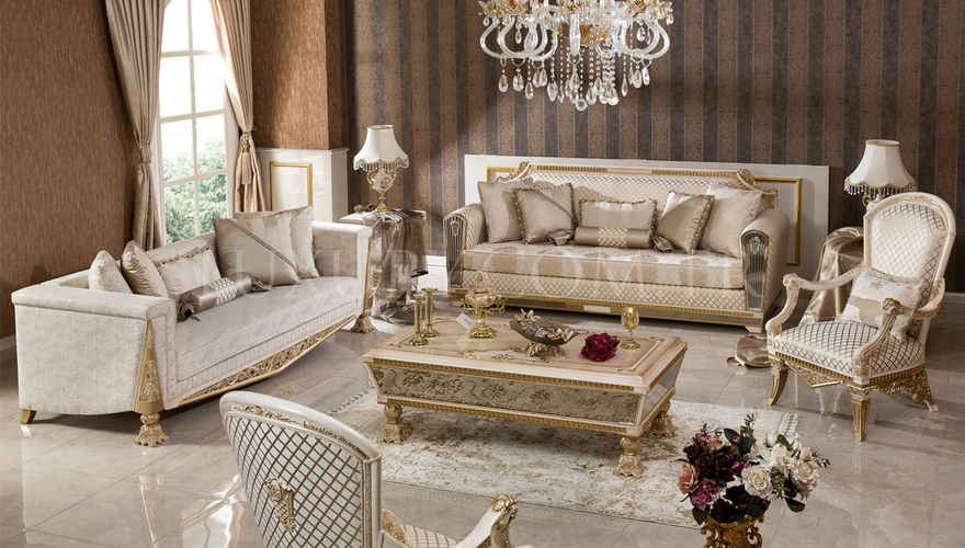 Melikşah Klasik Krem Комплект Дивана - 1128