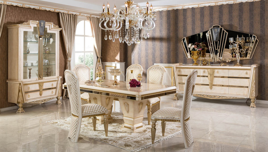 Melikşah Klasik Krem Yemek Odası - 1128