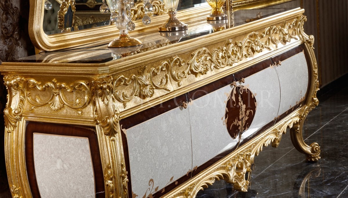 Monesa Altın Varaklı Salle à manger de luxe - 6