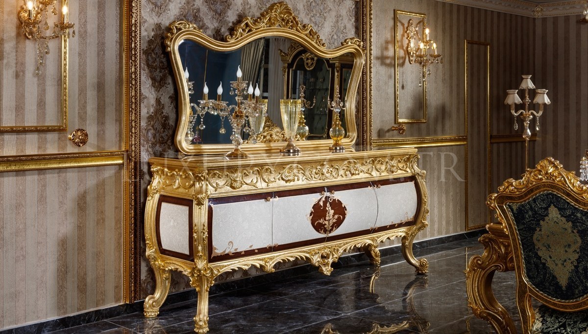 Monesa Altın Varaklı Salle à manger de luxe - 5