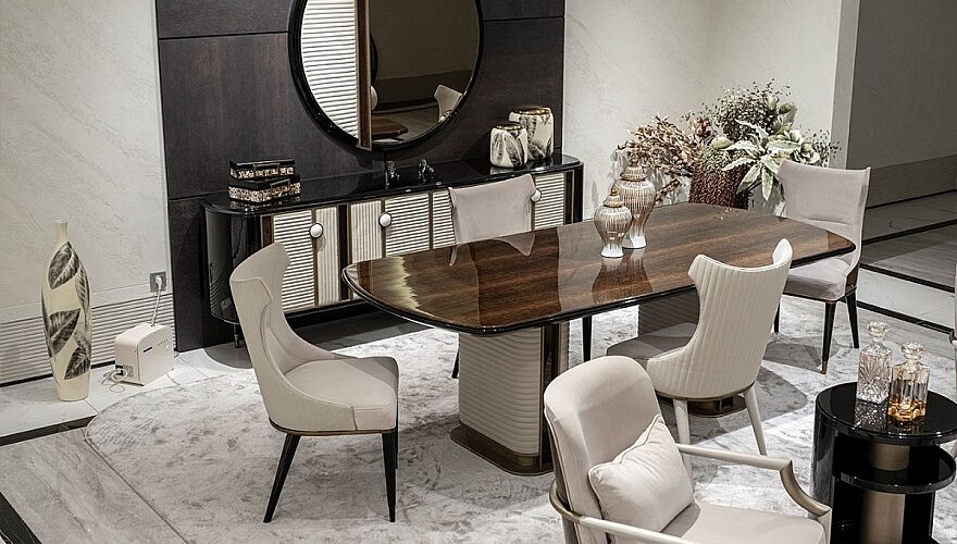 Nerion Parlak Ceviz Modern Yemek Odası - 525