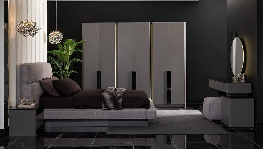 Noren Antrasit Gri Modern Yatak Odası - 1182