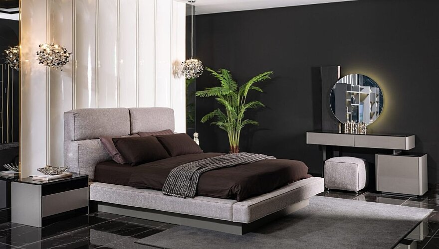 Noren Antrasit Gri Modern Yatak Odası - 2