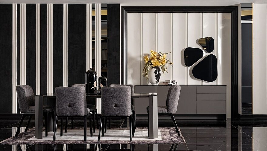 Noren Antrasit Gri Modern Yemek Odası Takımı - 1182