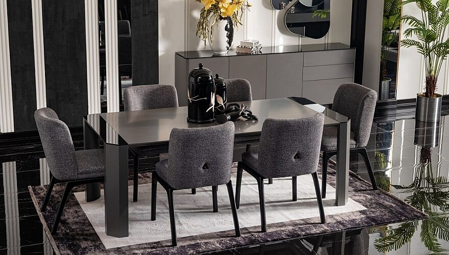 Noren Antrasit Gri Modern Yemek Odası Takımı - 2