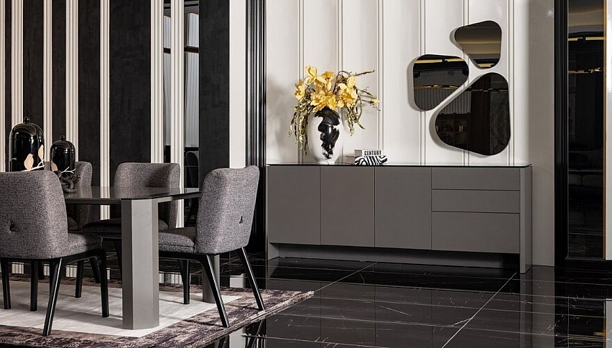 Noren Antrasit Gri Modern Yemek Odası Takımı - 3