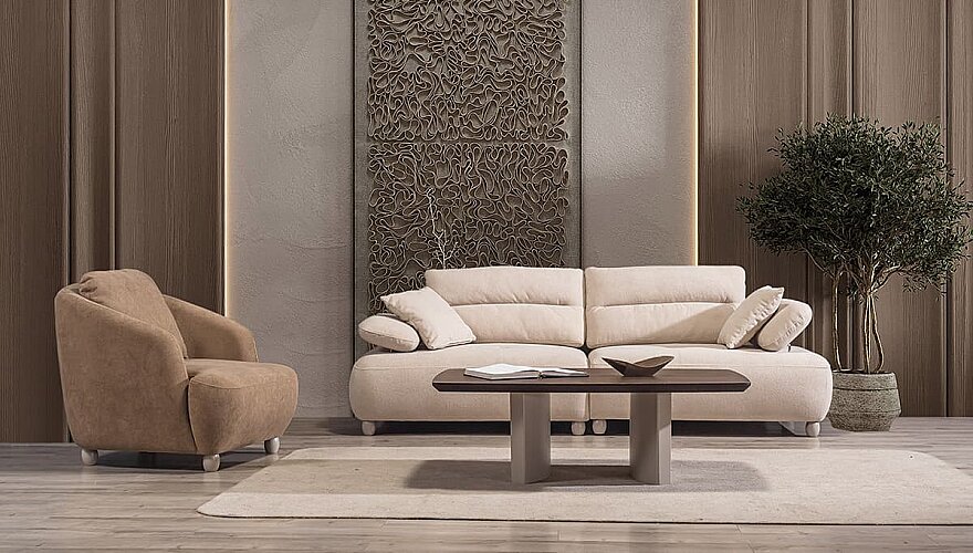 Norvella Bej Modern Koltuk Takımı - 2