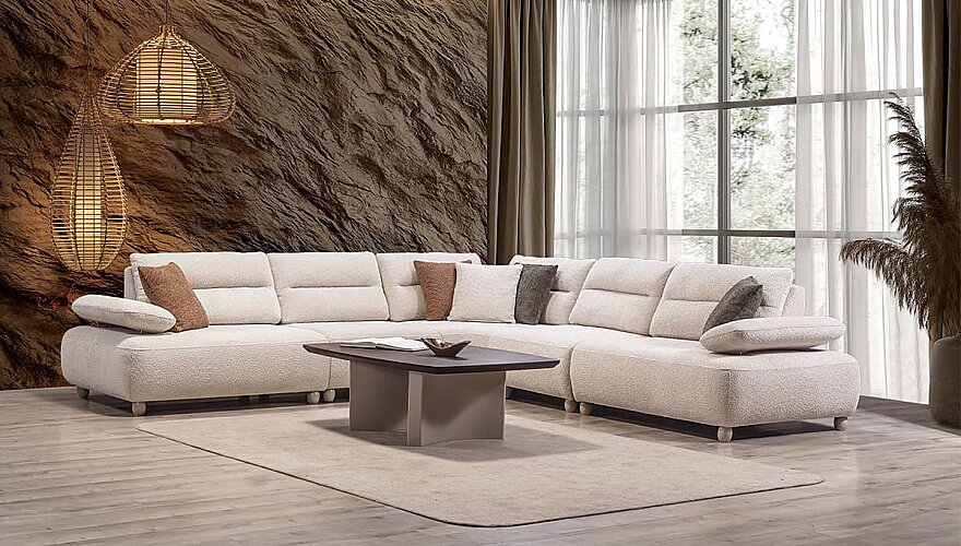 Norvella Bej Modern Köşe Koltuk Takımı - 3