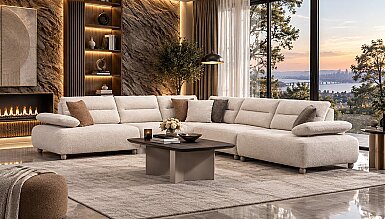 Norvella Bej Modern Köşe Koltuk Takımı - 1191