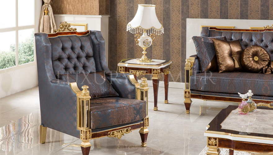 Osetya Gold Varaklı Classic Living Roomı - 4