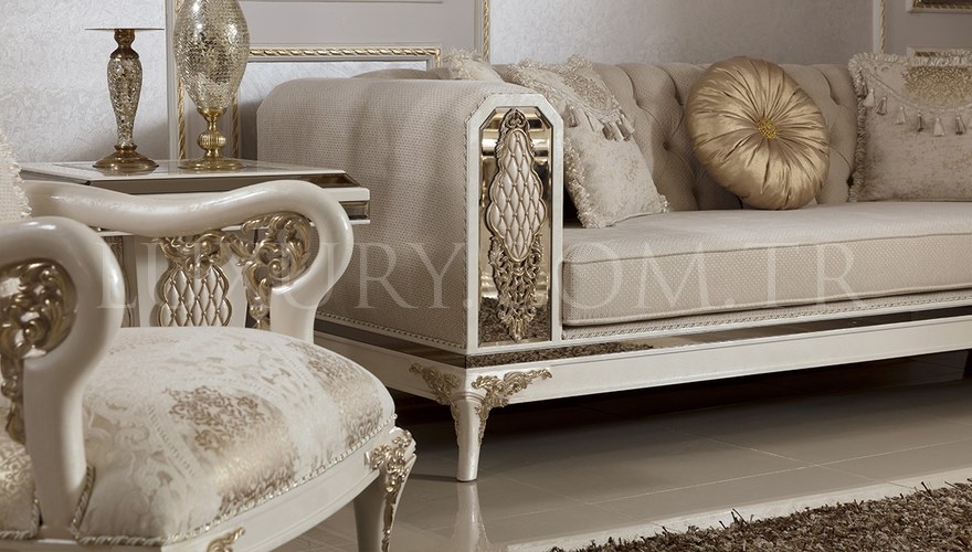 Rabesa Lüks Beyaz Ensemble de canapé de luxe - 11