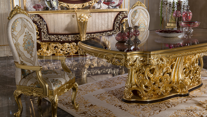 Rönesta Altın Gold Leaf Dining Room - 4