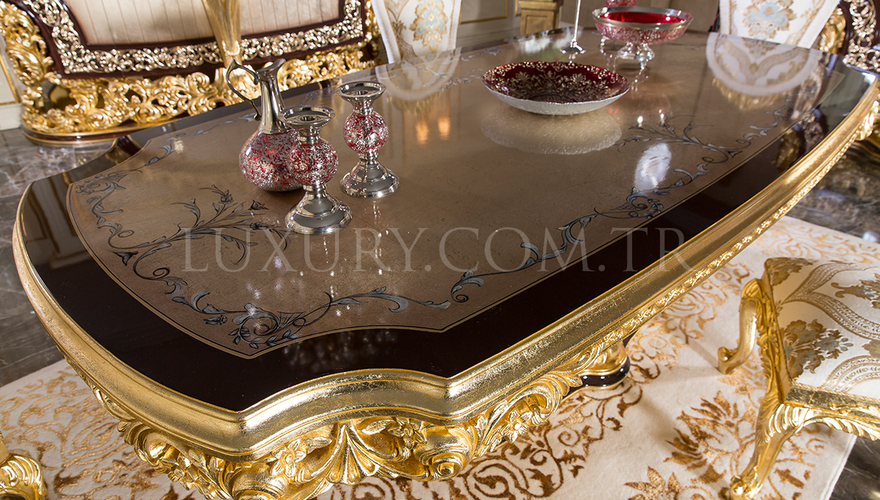 Rönesta Altın Gold Leaf Dining Room - 6