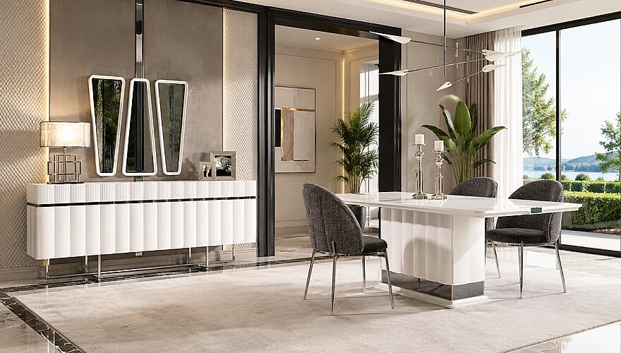 Rosella Metal Detaylı Modern Yemek Odası - 1182