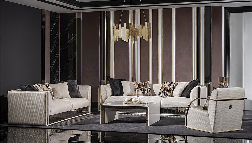 Rovena Altın Sarı Detaylı Koltuk Takımı - 4