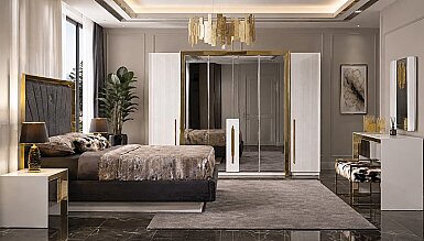 Rovena Altın Sarı Detaylı Yatak Odası - 1182