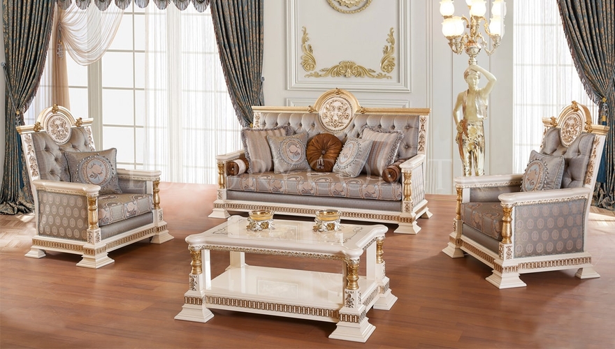 Şaheste Classic Cream Living Room - 1142