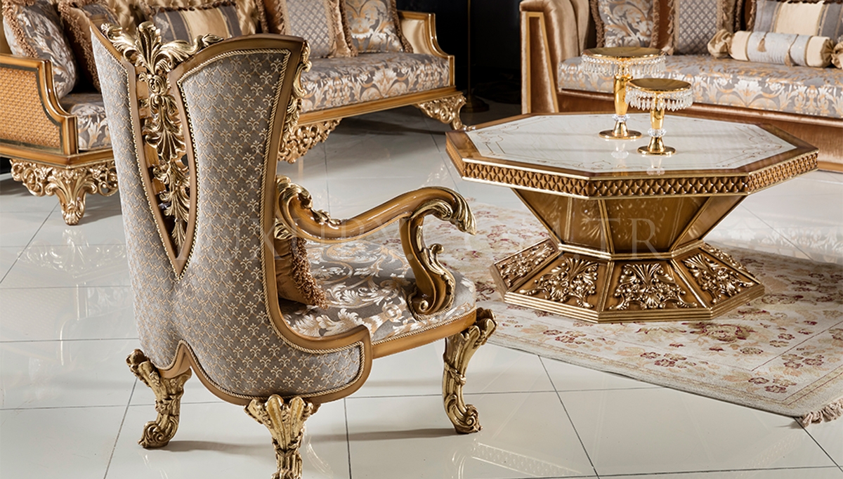 Şehzade Altın Varaklı Koltuk Takımı Luxury Mobilya