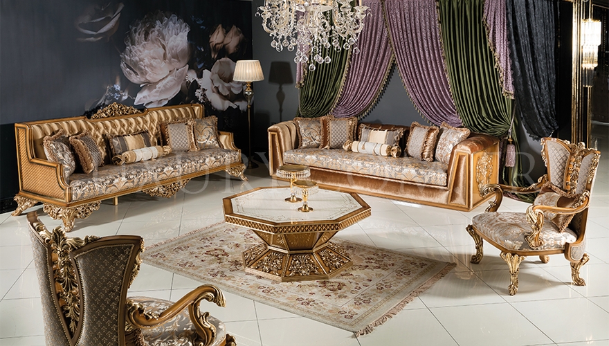 Şehzade Altın Varaklı Koltuk Takımı Luxury Mobilya