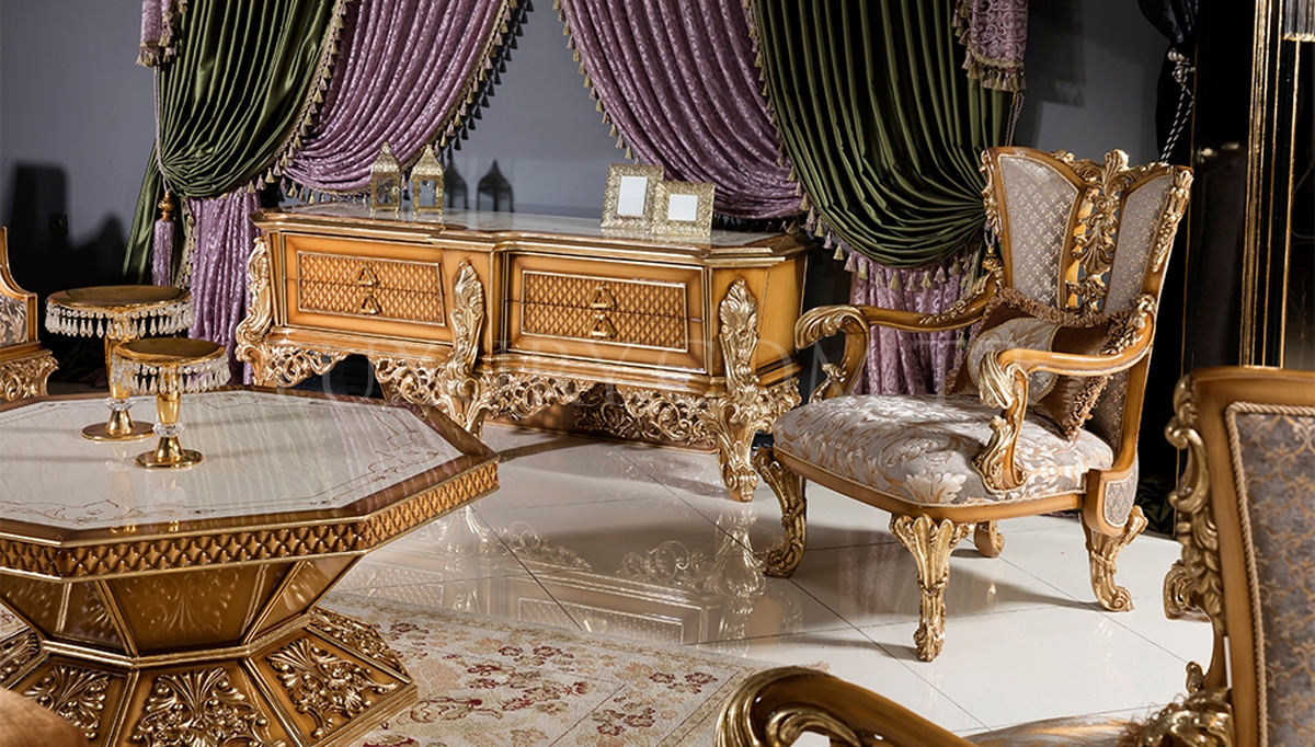 Şehzade Altın Varaklı Koltuk Takımı Luxury Mobilya
