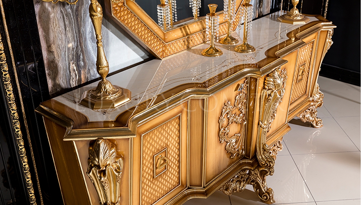 Şehzade Altın Varaklı Yemek Odası Luxury Mobilya