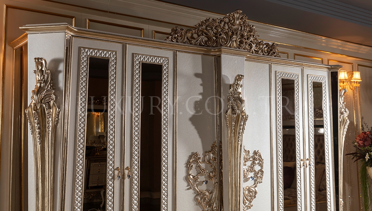 Şehzade Beyaz Klasik Yatak Odası Luxury Mobilya