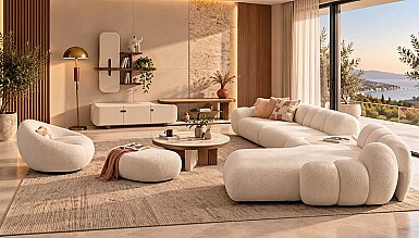 Selora Relax Beyaz Köşe Koltuk Takımı - 1192