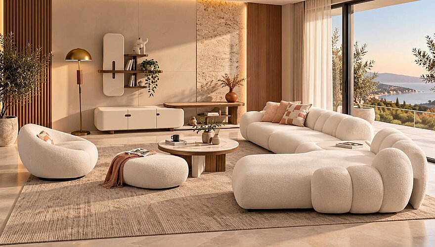 Selora Relax Beyaz Köşe Koltuk Takımı - 1