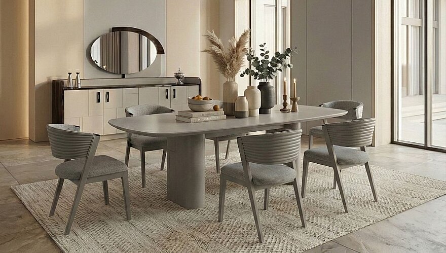 Senfoni Oval Hatlı Modern Yemek Odası Takımı - 1183