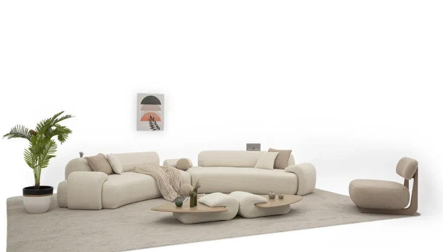 Solis Cream Sofa Set - 1