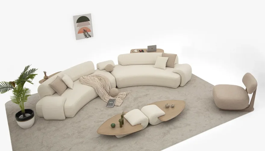 Solis Cream Sofa Set - 4